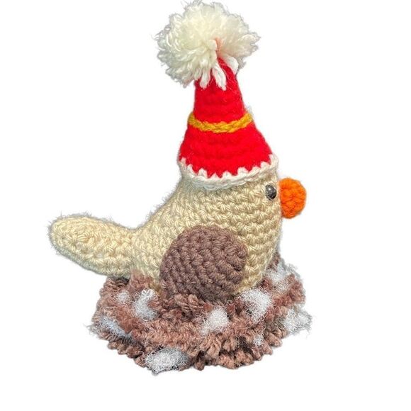 Handmade Crochet Nesting Bird Women Home Decor Christmas Tree Mantle Decoration - Picture 5 of 5